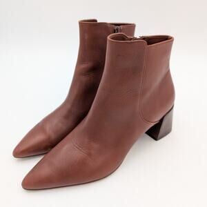 Cole Haan Catlyn Block Heel Bootie Side Zip Women's Dark Cuoi Size US7B EU38